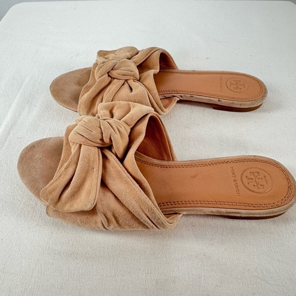Tory Burch Annabelle Bow Suede Slide Sandal in Tan Size 6.5‎ - Picture 6 of 10